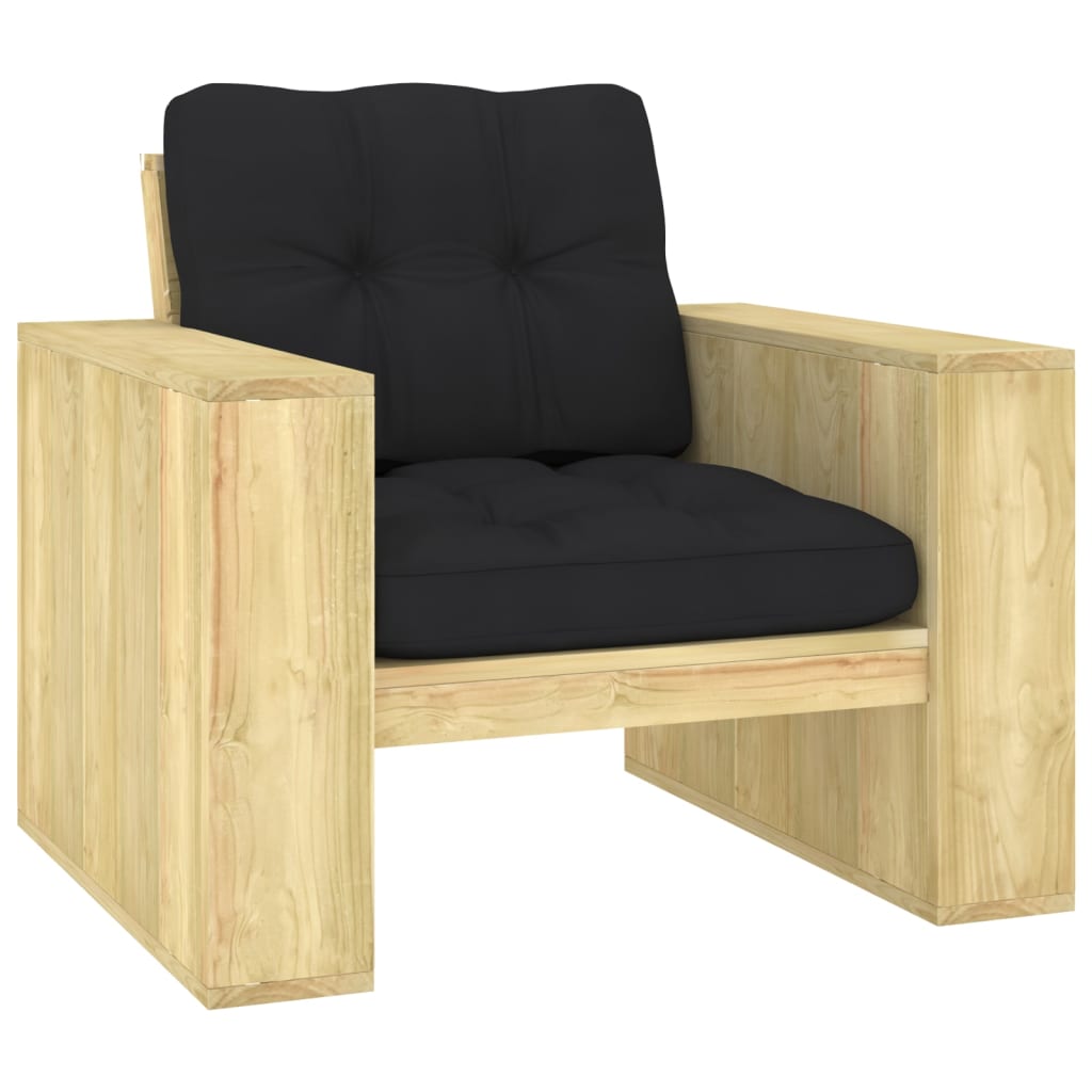 vidaXL Tuinstoel met antracietkleurige kussens geïmpregneerd grenenhout