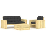 vidaXL 3-Piece Lounge Set with Cushions Impregnated Pinewood