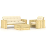 vidaXL 3-Piece Lounge Set with Cushions Impregnated Pinewood