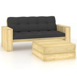 vidaXL 2-delige Loungeset met kussens geïmpregneerd grenenhout