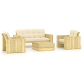 vidaXL 4-Piece Lounge Set with Cushions Impregnated Pinewood