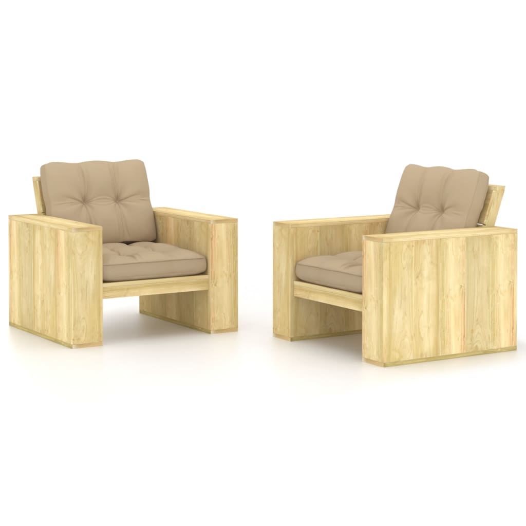 vidaXL Garden Chairs 2 pcs with anthracite cushions impregnated pinewood