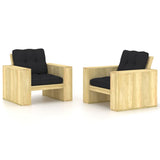 vidaXL Garden Chairs 2 pcs with anthracite cushions impregnated pinewood