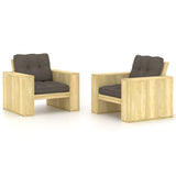 vidaXL Garden Chairs 2 pcs with anthracite cushions impregnated pinewood
