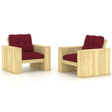 vidaXL Garden Chairs 2 pcs with anthracite cushions impregnated pinewood