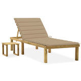 vidaXL Sun Lounger with Table and Cushion Impregnated Pine Wood