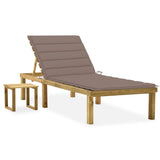 vidaXL Sun Lounger with Table and Cushion Impregnated Pine Wood