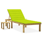 vidaXL Sun Lounger with Table and Cushion Impregnated Pine Wood