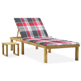 vidaXL Sun Lounger with Table and Cushion Impregnated Pine Wood