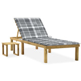 vidaXL Sun Lounger with Table and Cushion Impregnated Pine Wood
