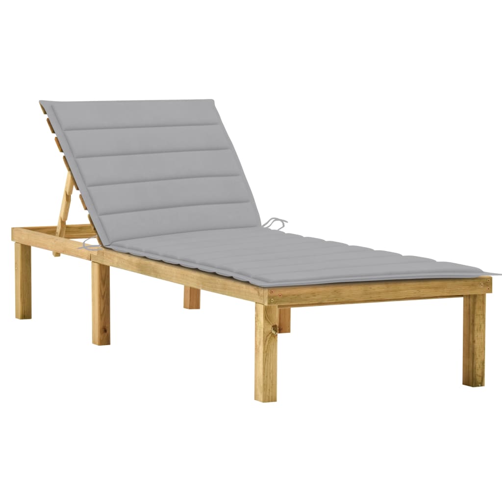 vidaXL Sun Lounger with Anthracite Cushion Impregnated Pinewood
