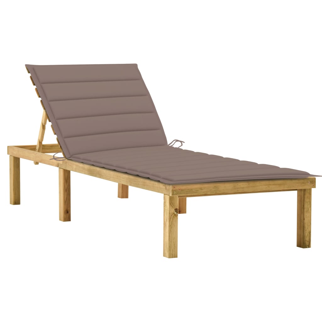 vidaXL Sun Lounger with Anthracite Cushion Impregnated Pinewood