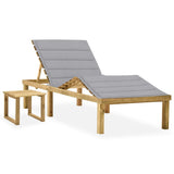 vidaXL Sun Lounger with Table and Cushion Impregnated Pine Wood