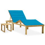 vidaXL Sun Lounger with Table and Cushion Impregnated Pine Wood