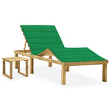vidaXL Sun Lounger with Table and Cushion Impregnated Pine Wood