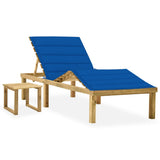 vidaXL Sun Lounger with Table and Cushion Impregnated Pine Wood