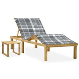vidaXL Sun Lounger with Table and Cushion Impregnated Pine Wood
