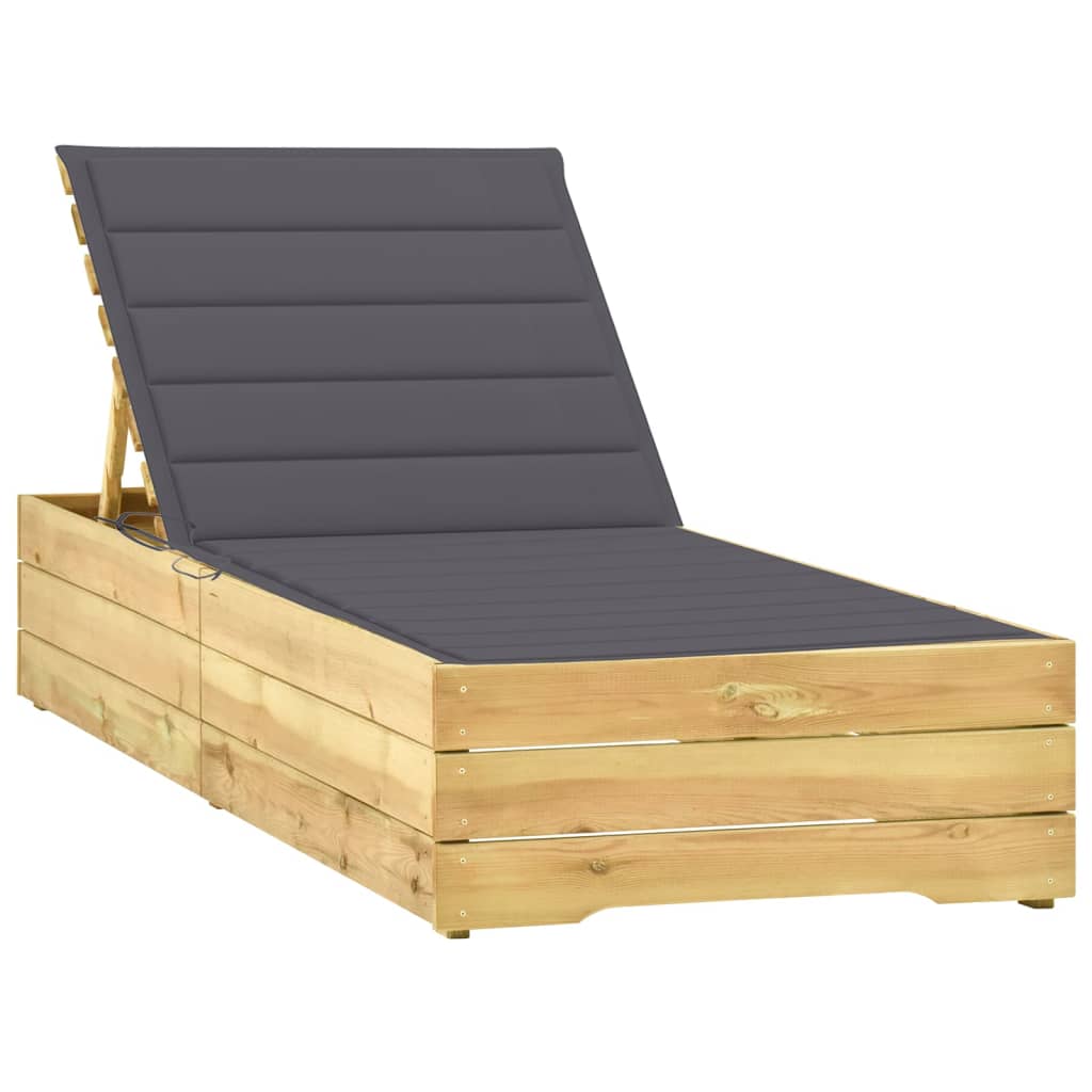 vidaXL Sun Lounger with Anthracite Cushion Impregnated Pinewood
