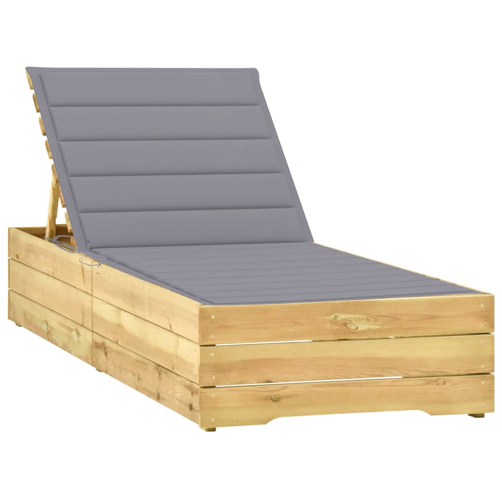 vidaXL Sun Lounger with Anthracite Cushion Impregnated Pinewood