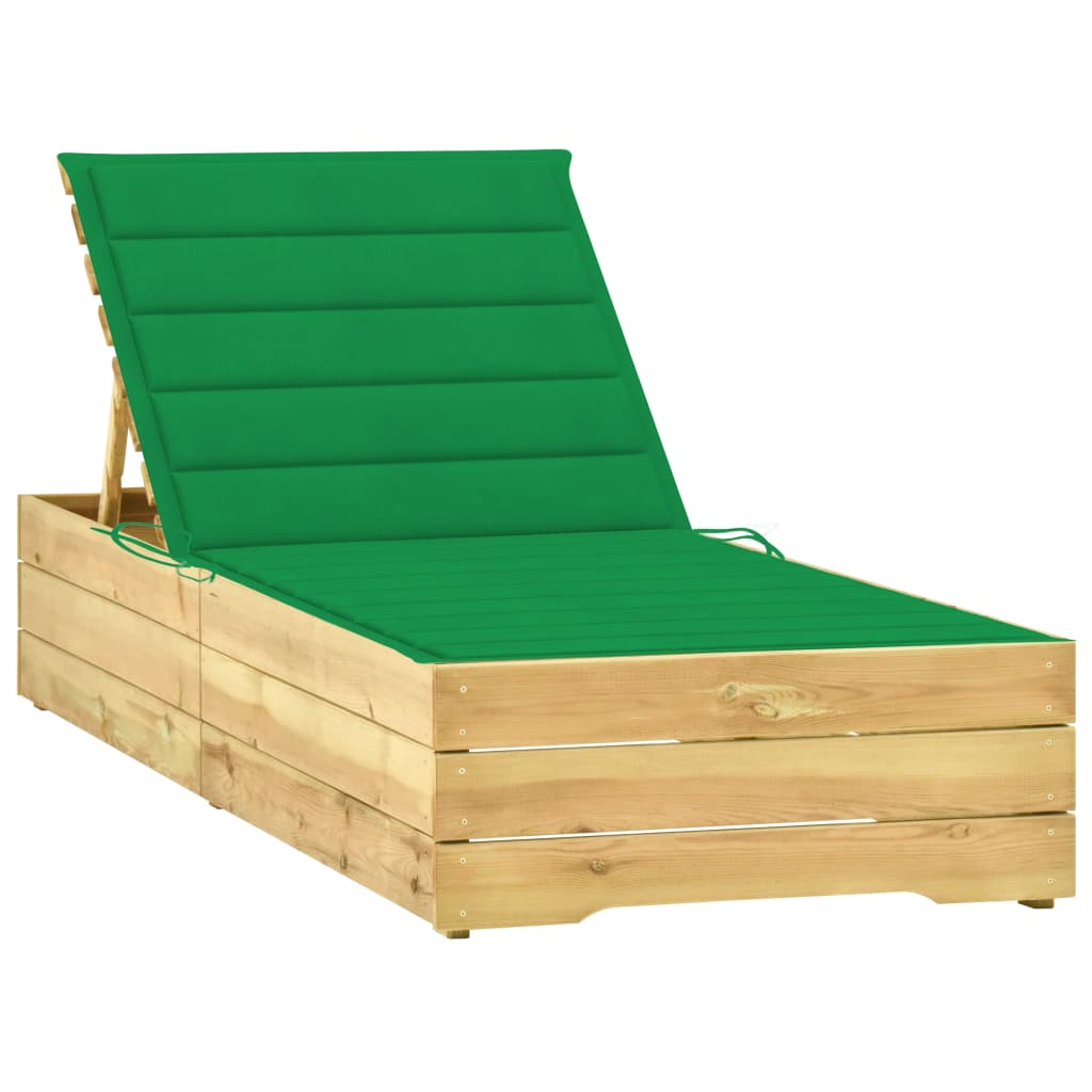 vidaXL Sun Lounger with Anthracite Cushion Impregnated Pinewood