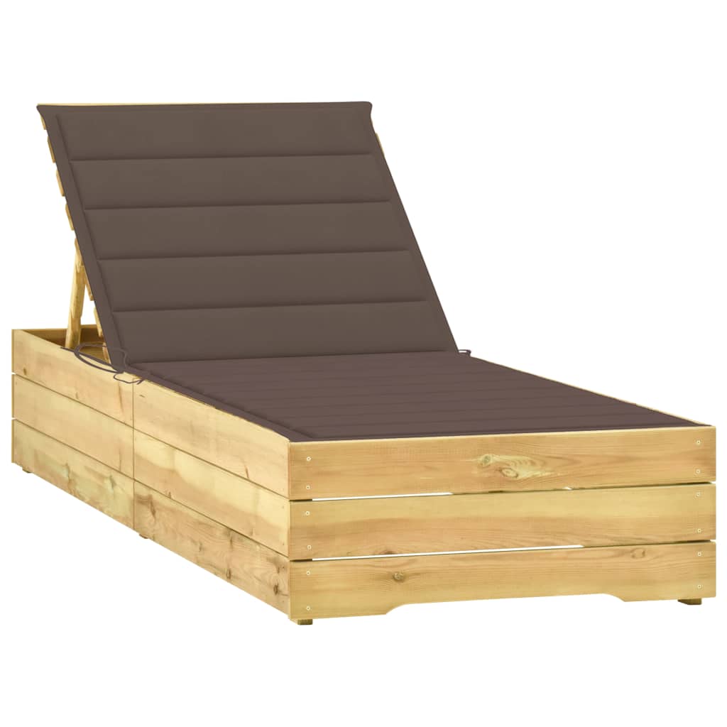 vidaXL Sun Lounger with Anthracite Cushion Impregnated Pinewood
