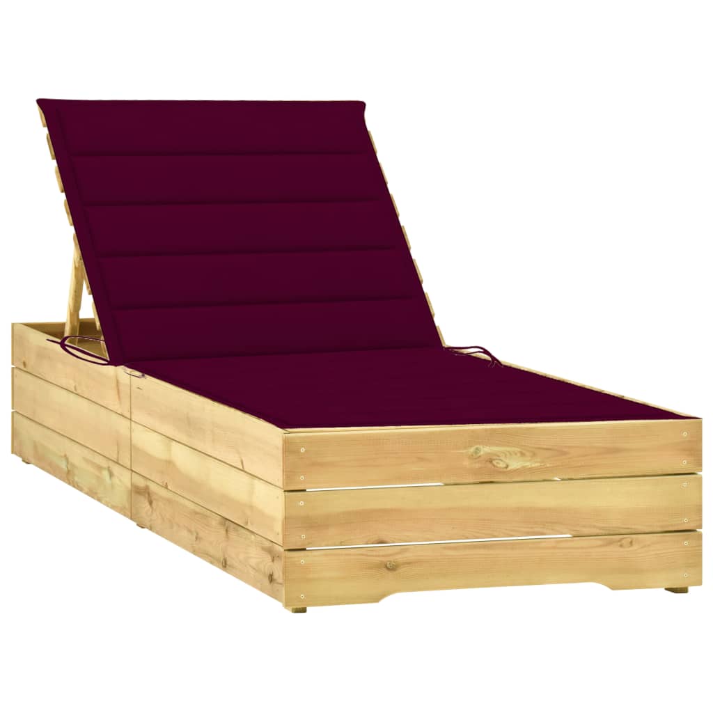 vidaXL Sun Lounger with Anthracite Cushion Impregnated Pinewood