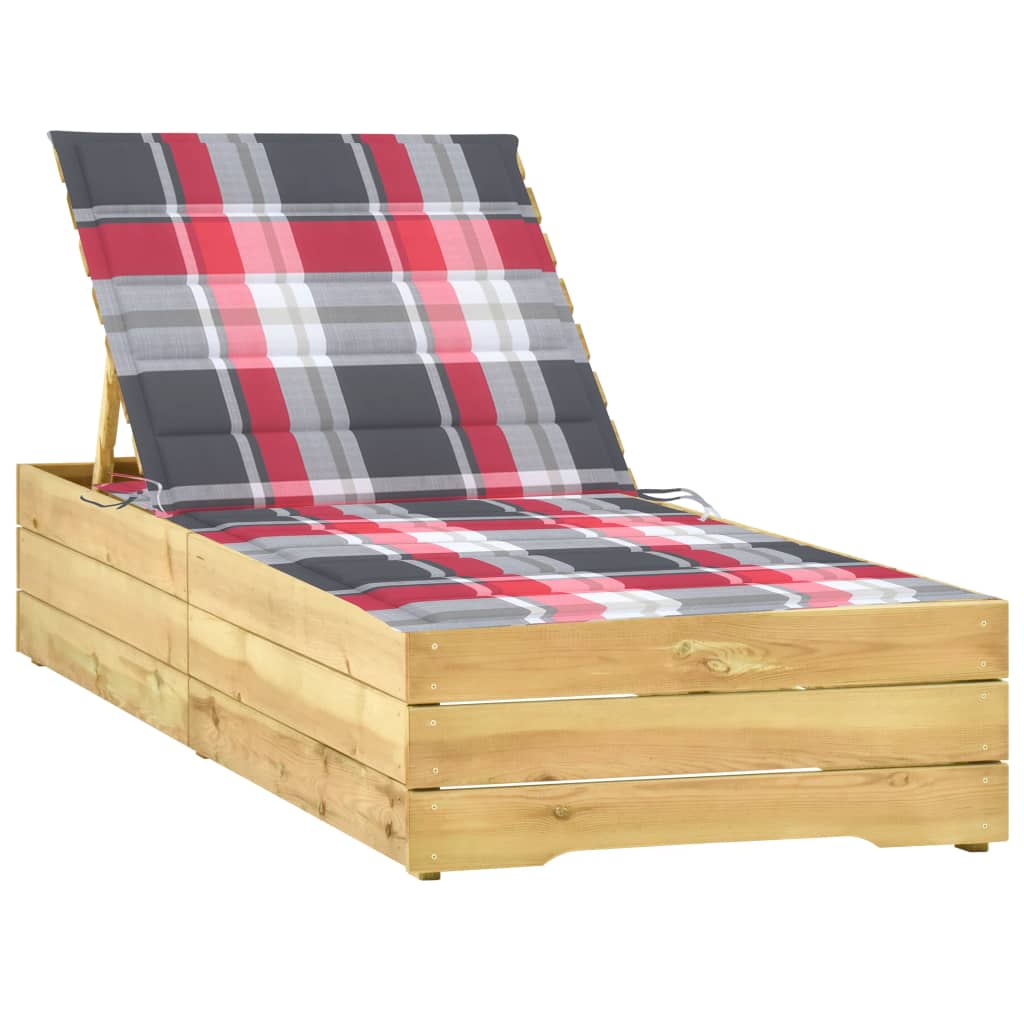 vidaXL Sun Lounger with Anthracite Cushion Impregnated Pinewood