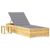 vidaXL Sun Lounger with Table and Cushion Impregnated Pine Wood