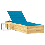 vidaXL Sun Lounger with Table and Cushion Impregnated Pine Wood