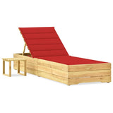 vidaXL Sun Lounger with Table and Cushion Impregnated Pine Wood