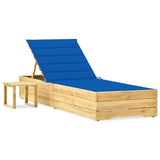 vidaXL Sun Lounger with Table and Cushion Impregnated Pine Wood