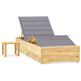 vidaXL Sun Lounger with Table and Cushion Impregnated Pine Wood