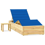 vidaXL Sun Lounger with Table and Cushion Impregnated Pine Wood