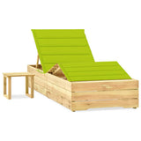 vidaXL Sun Lounger with Table and Cushion Impregnated Pine Wood