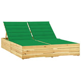 vidaXL Double Sun Lounger with Cushions Impregnated Pinewood