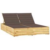 vidaXL Double Sun Lounger with Cushions Impregnated Pinewood
