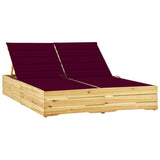 vidaXL Double Sun Lounger with Cushions Impregnated Pinewood