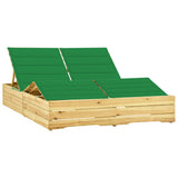 vidaXL Double Sun Lounger with Cushions Impregnated Pinewood
