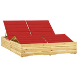 vidaXL Double Sun Lounger with Cushions Impregnated Pinewood
