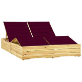 vidaXL Double Sun Lounger with Cushions Impregnated Pinewood