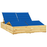 vidaXL Double Sun Lounger with Cushions Impregnated Pinewood