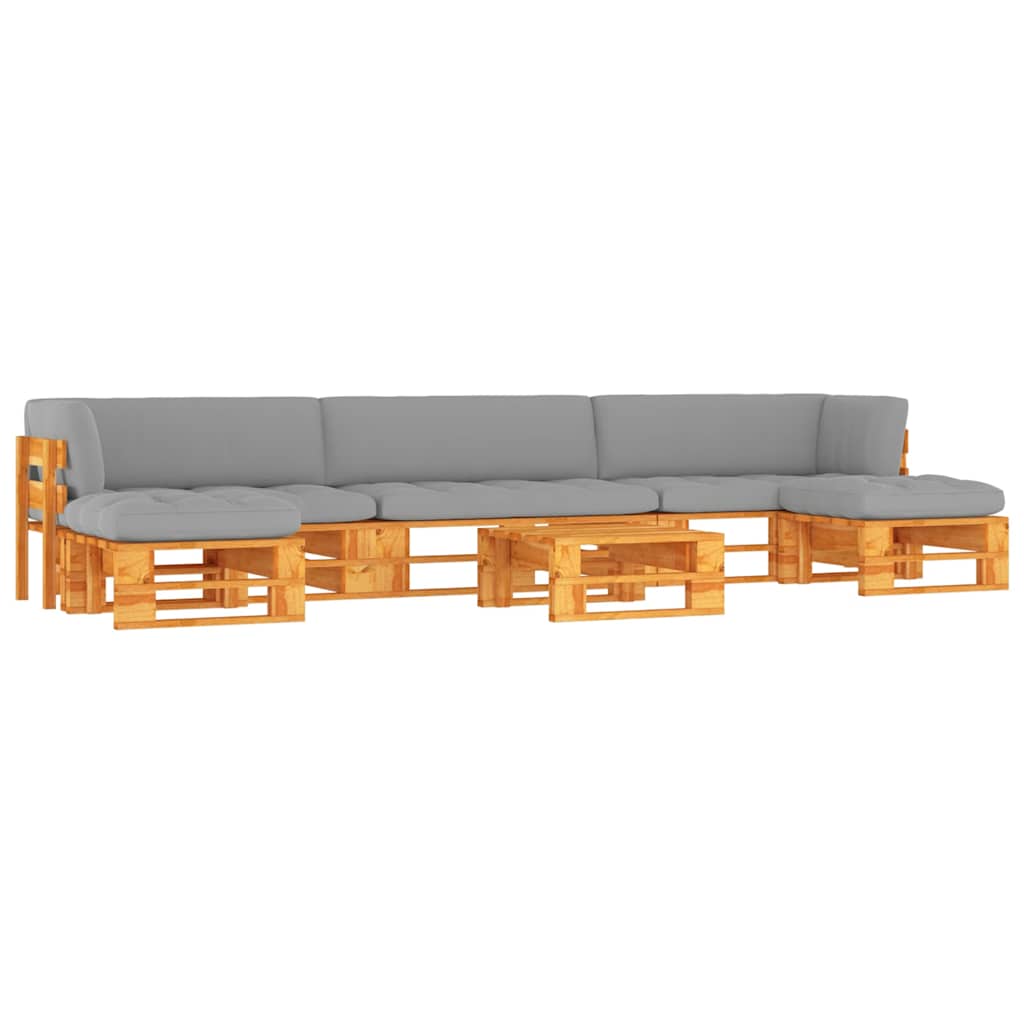 vidaXL Tweezitsbank pallet met kussens grijs geïmpregneerd grenenhout