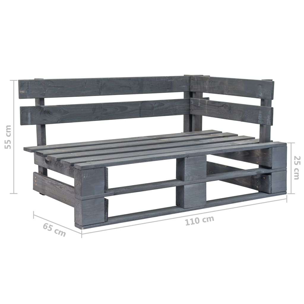 vidaXL Tweezitsbank pallet met kussens grijs geïmpregneerd grenenhout