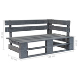 vidaXL Tweezitsbank pallet met kussens grijs geïmpregneerd grenenhout