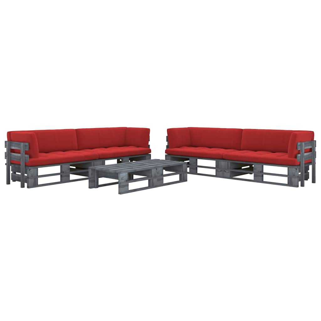 vidaXL Tweezitsbank pallet met kussens grijs geïmpregneerd grenenhout