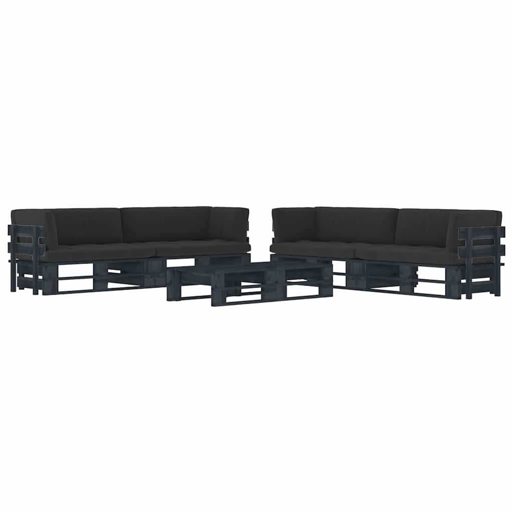 vidaXL Tweezitsbank pallet met kussens grijs geïmpregneerd grenenhout