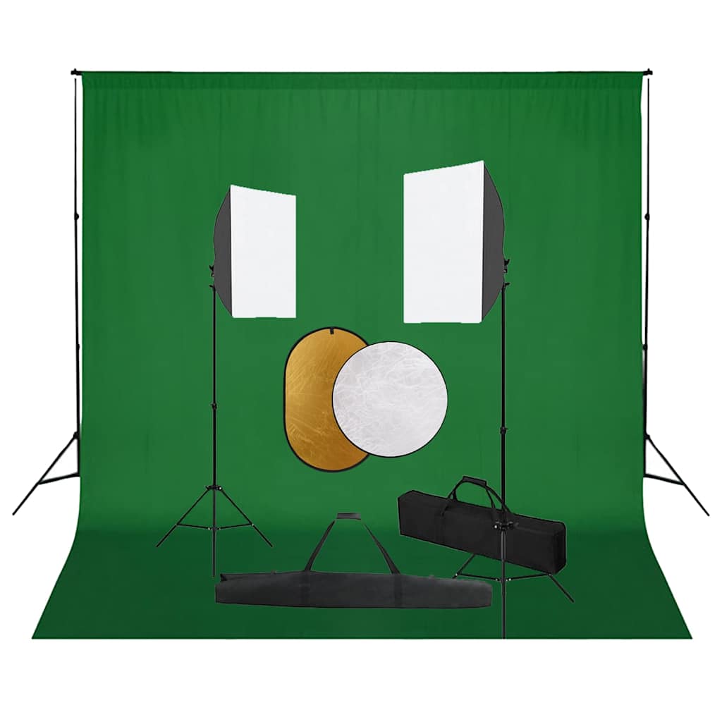 vidaXL Photo Studio Set with Softbox Lights, Background, and Reflector