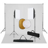 vidaXL Photo Studio Set with Softbox Lights, Background, and Reflector