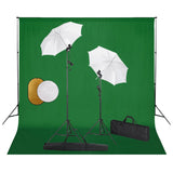 vidaXL Photo Studio Kit with Lights, Umbrellas, Background, and Reflector