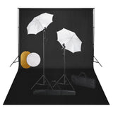 vidaXL Photo Studio Kit with Lights, Umbrellas, Background, and Reflector